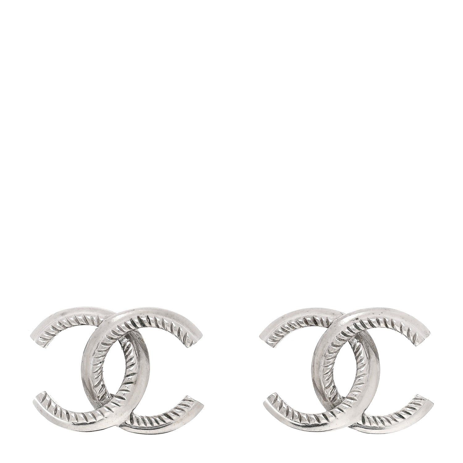 Chanel Metal CC Rope Earrings Silver 1 of 5