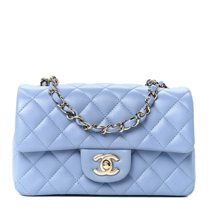 Chanel Lambskin Quilted Mini Rectangular Flap Light Blue 1 of 11