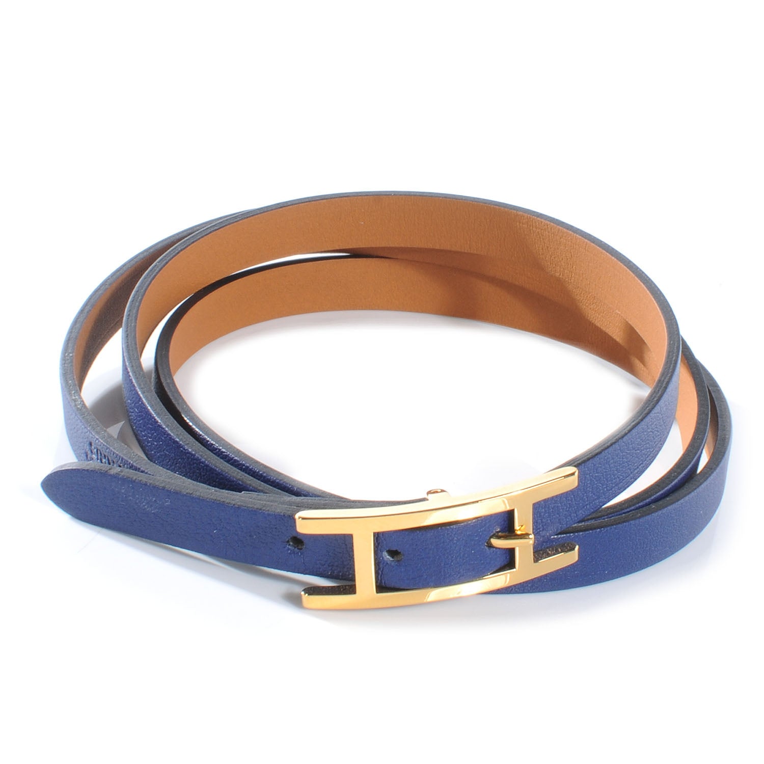 Hermes Swift 3MM Hapi Triple Tour Wrap Bracelet M Sapphire 1 of 6