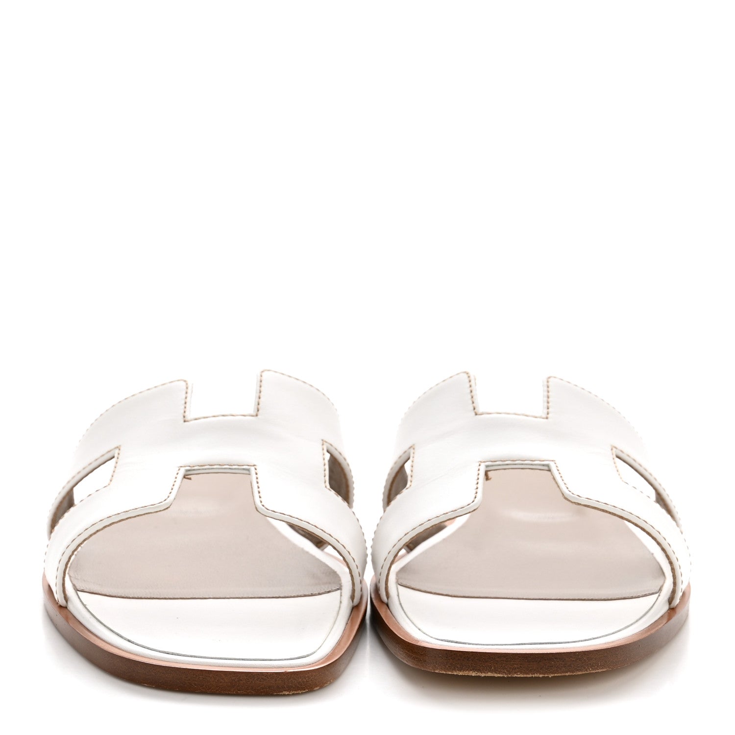 Hermes Box Calfskin Oran Sandals 40.5 White 3 of 10