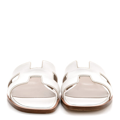 Hermes Box Calfskin Oran Sandals 40.5 White 3 of 10