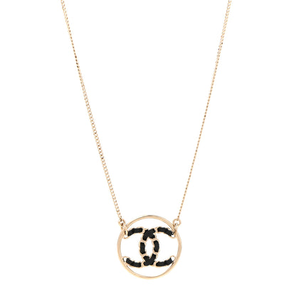Chanel Lambskin CC Round Pendant Necklace Gold 1 of 7