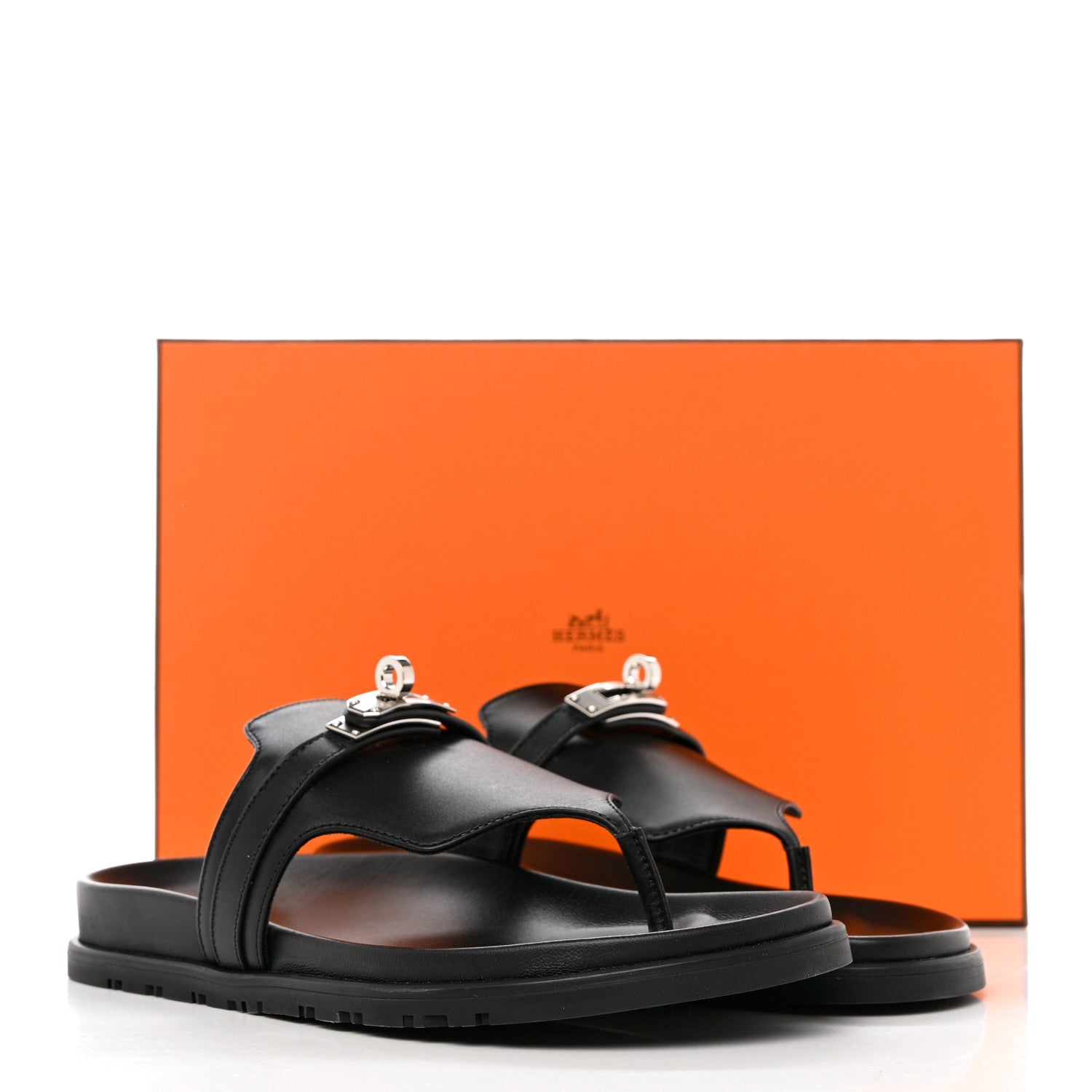 Hermes Calfskin Womens Empire Sandals 37 Black 9 of 9
