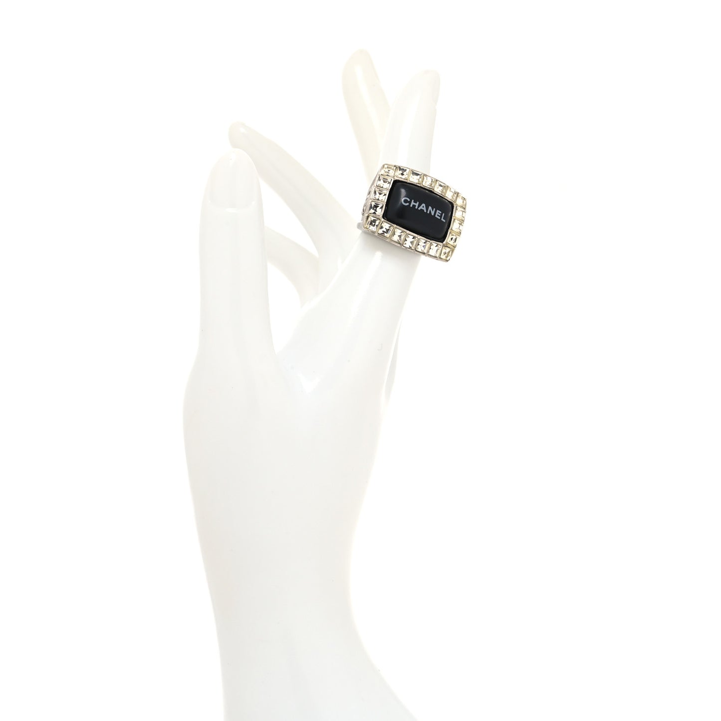 Crystal Resin Logo Square Ring 54 7 Black
