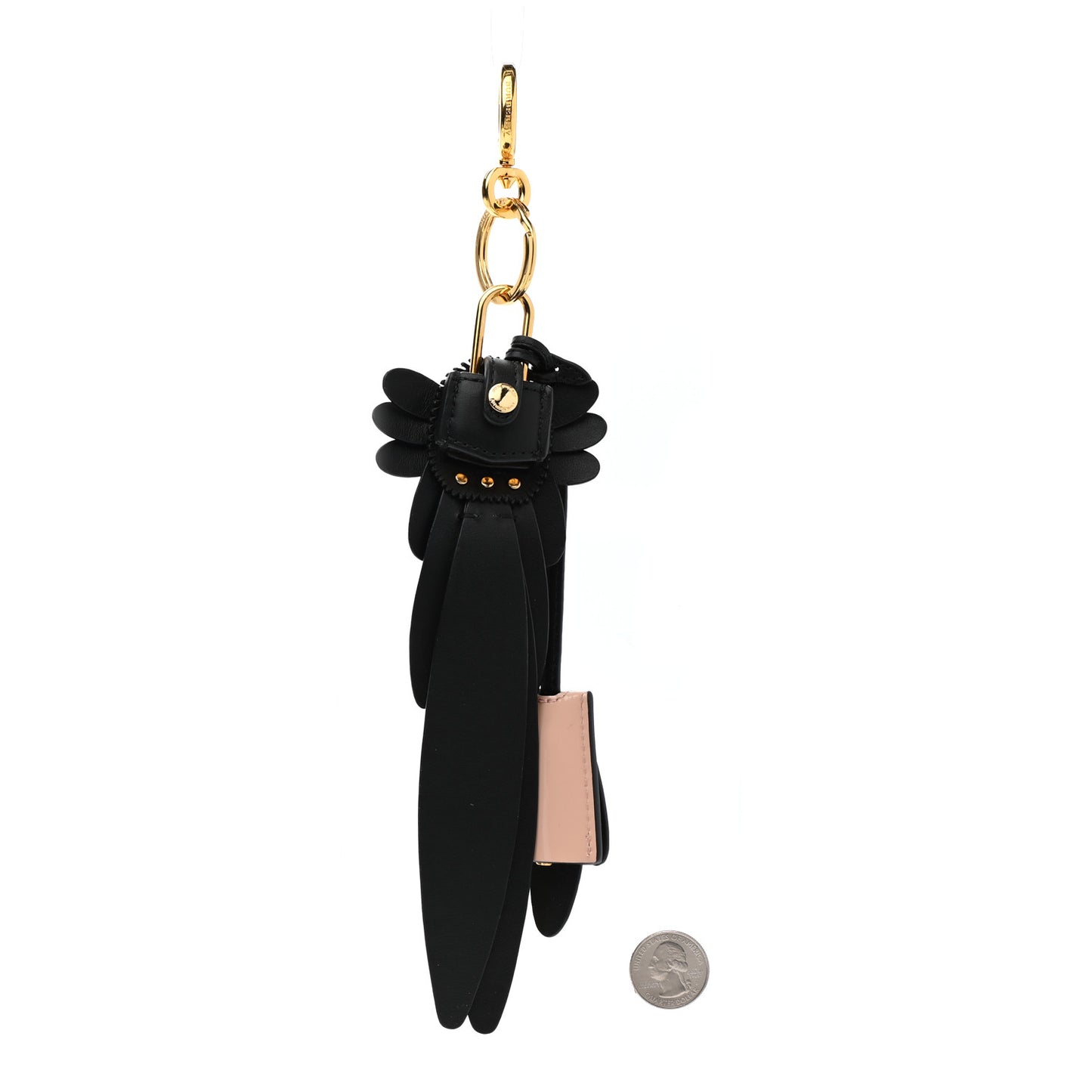 Calfskin Owl Pom Pom Lock Charm Black