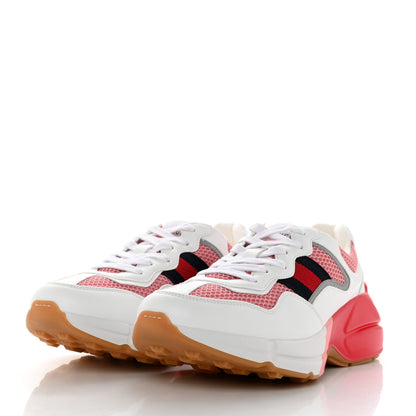 Gucci Lavaredo Eco Fabric Mesh Web Womens Rhyton Reflective Sneakers 38.5 Great White Water Rose Silver 3 of 7