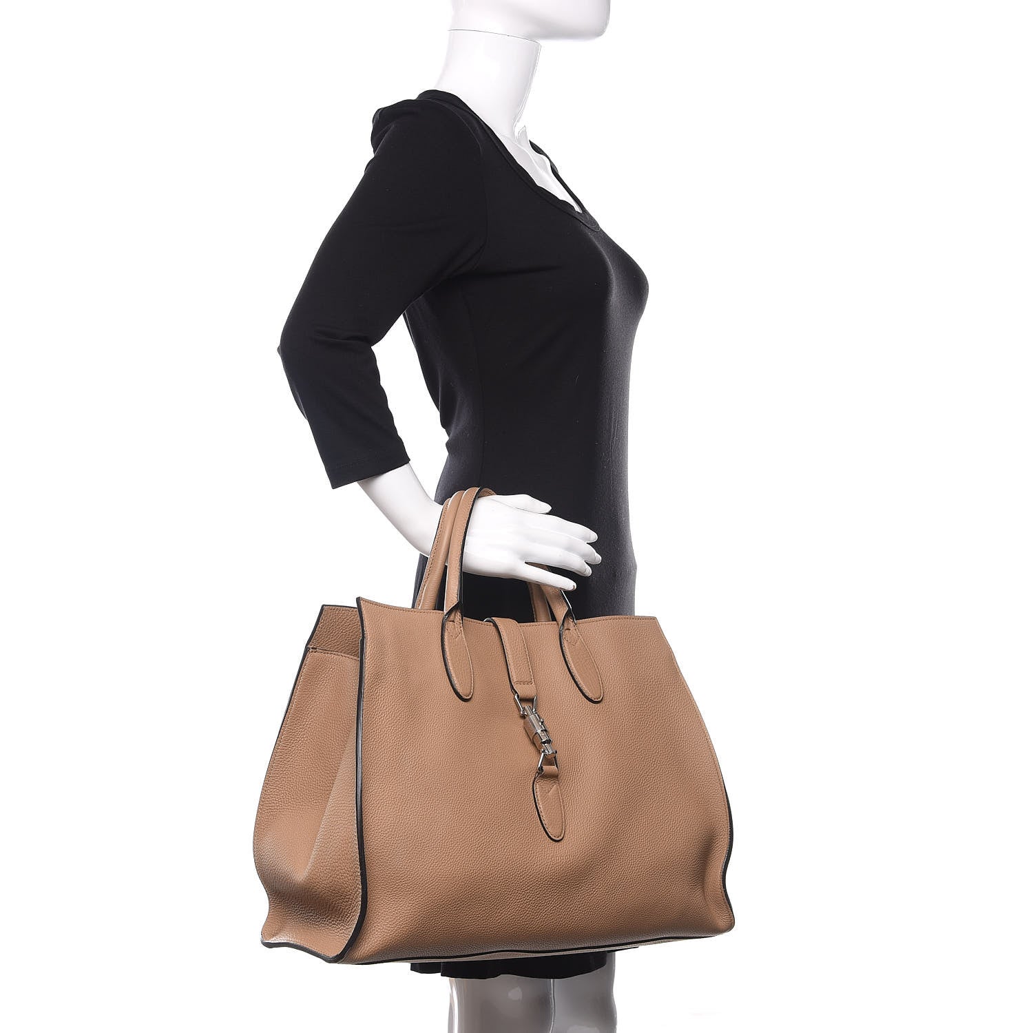 Gucci Soft Calfskin Medium Jackie Top Handle Bag Classic Camel 2 of 14
