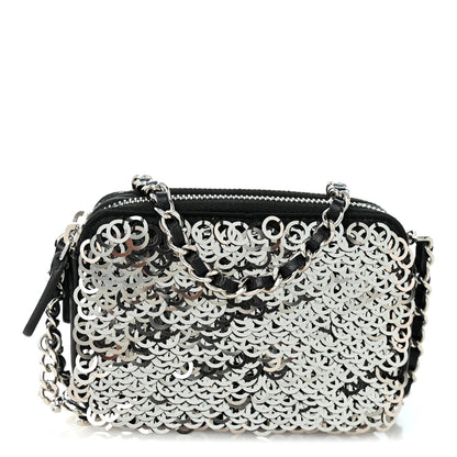Chanel Sequin Lambskin Summer Night Clutch With Chain  Black Silver 1 of 12
