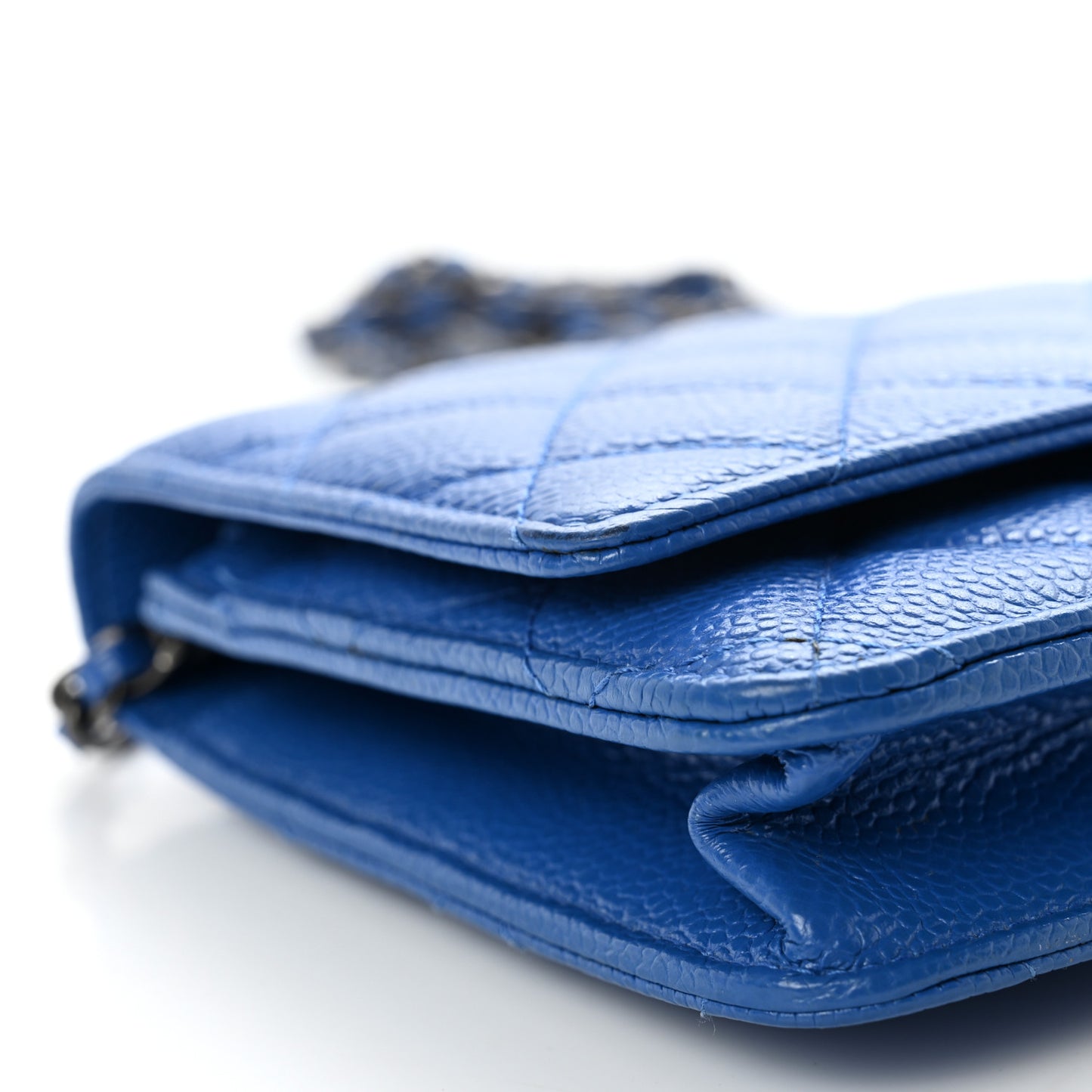 Caviar Quilted Wallet On Chain WOC Blue