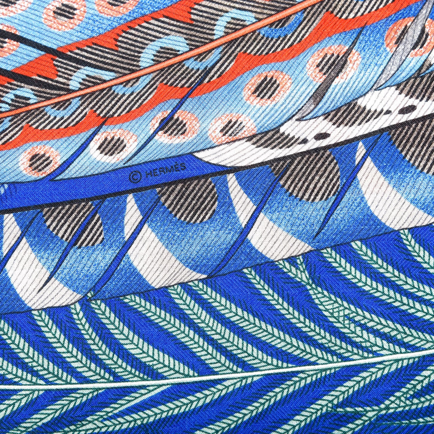 Cashmere Silk Plumes En Fete Shawl 140 Bleu Roy Jaune Rouge
