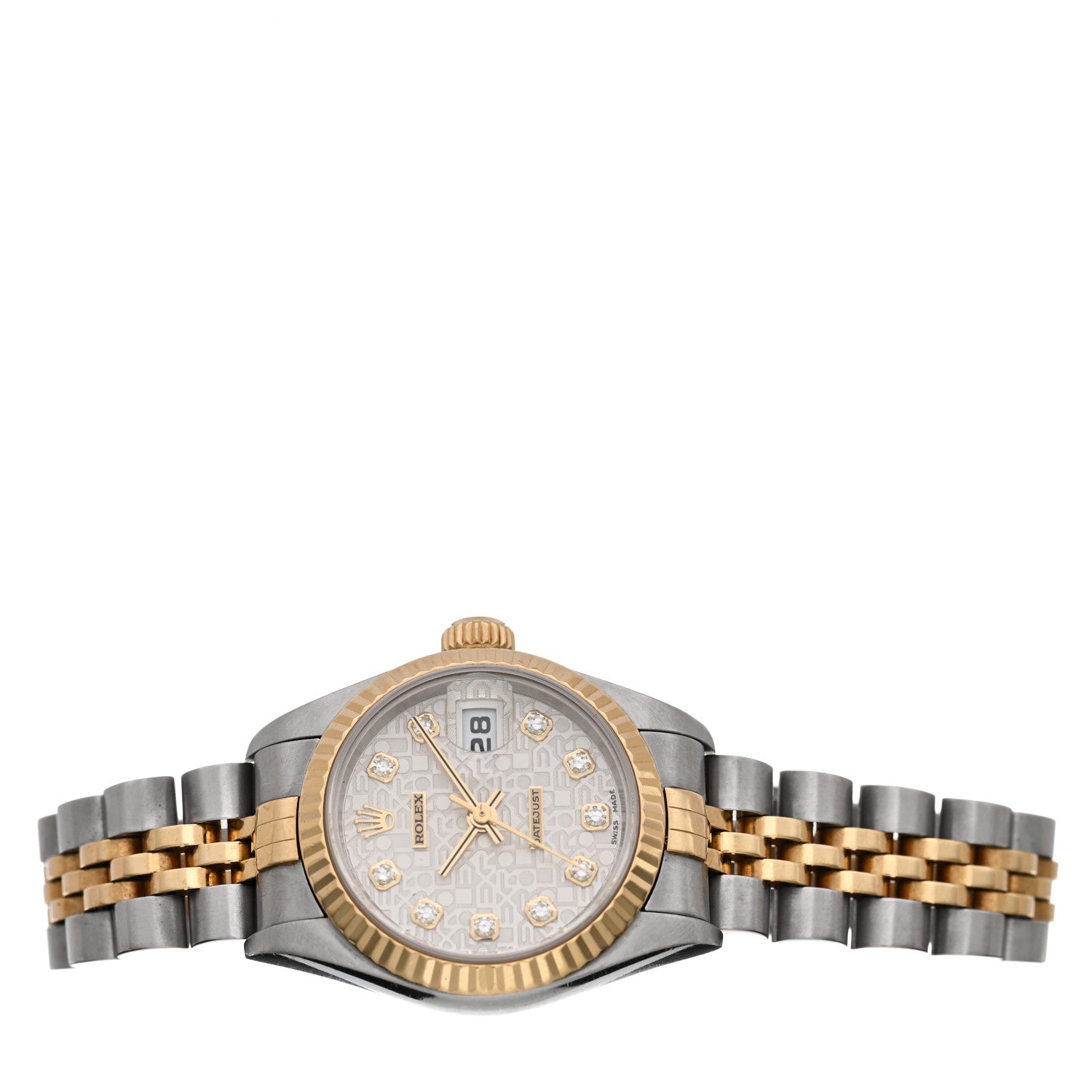 Rolex Stainless Steel 18K Yellow Gold Diamond 26mm Oyster Perpetual Datejust Watch Silver Jubilee 79173 2 of 4