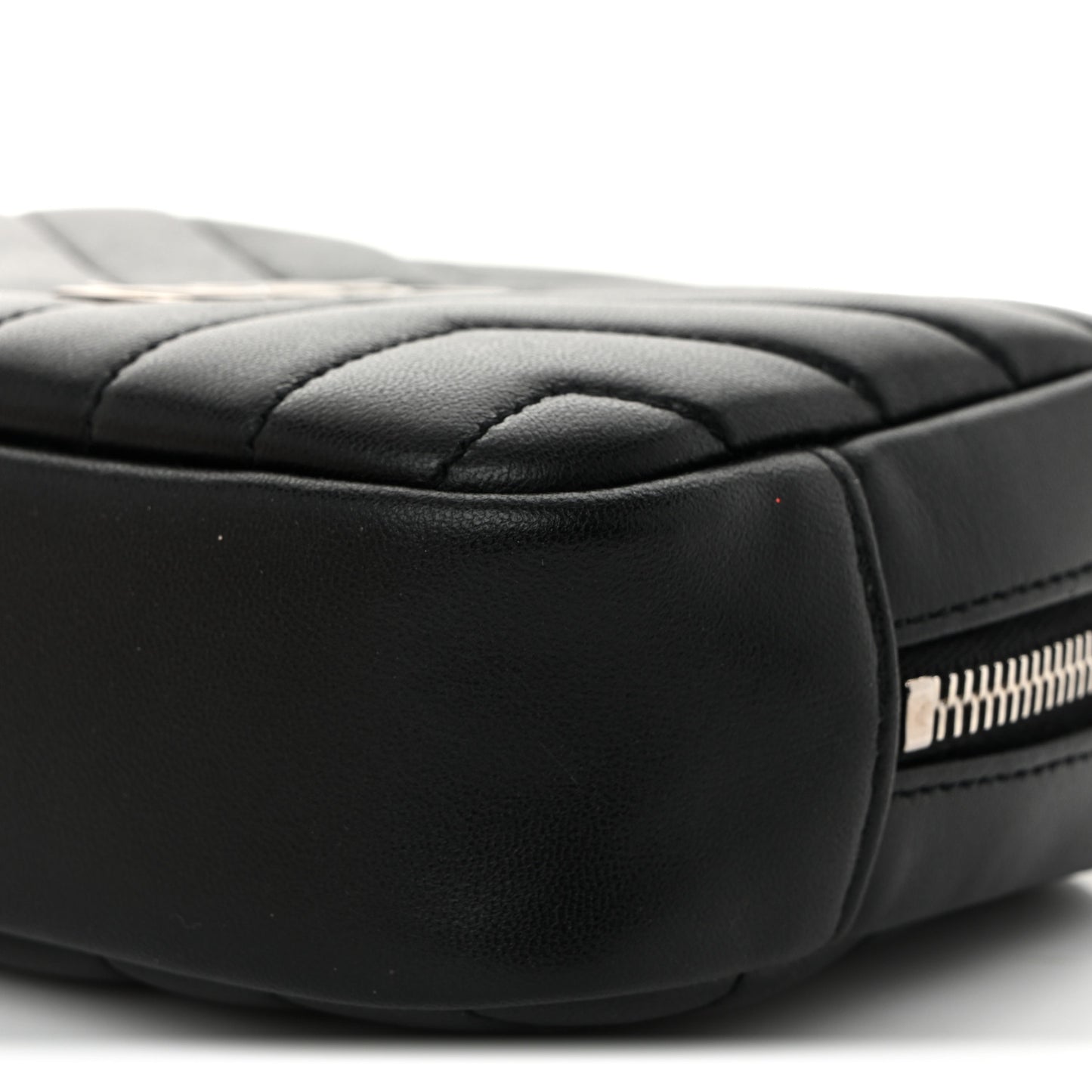 Lambskin Y Quilted Monogram Loulou Cosmetic Case Black