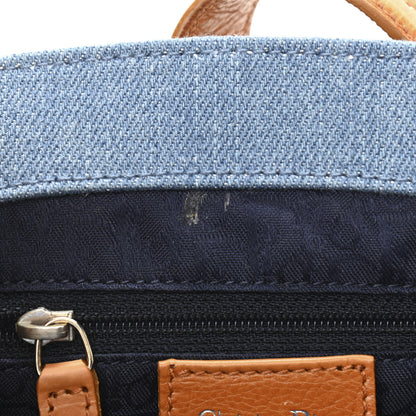 Christian Dior Denim Embroidered Satchel Blue 8 of 11