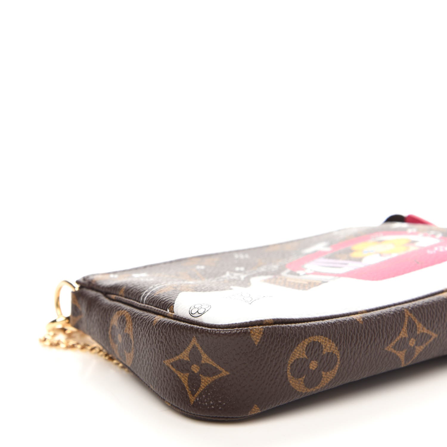 Louis Vuitton Monogram 2019 Christmas Animation Mini Courchevel Pochette Accessories Fuchsia 7 of 10