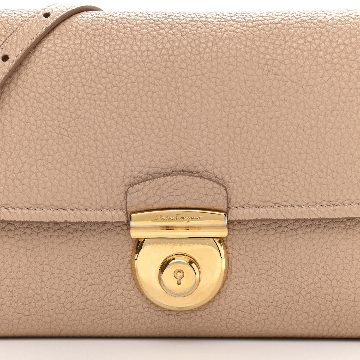 Salvatore Ferragamo Calfskin Clutch Beige 7 of 13