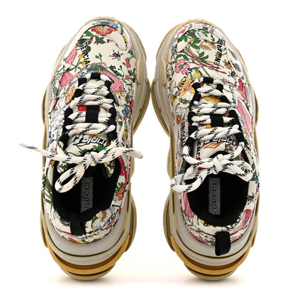 Balenciaga X GUCCI Fabric Allover Logo Flora Print Womens Triple S Sneakers 37 Multicolor White 2 of 12