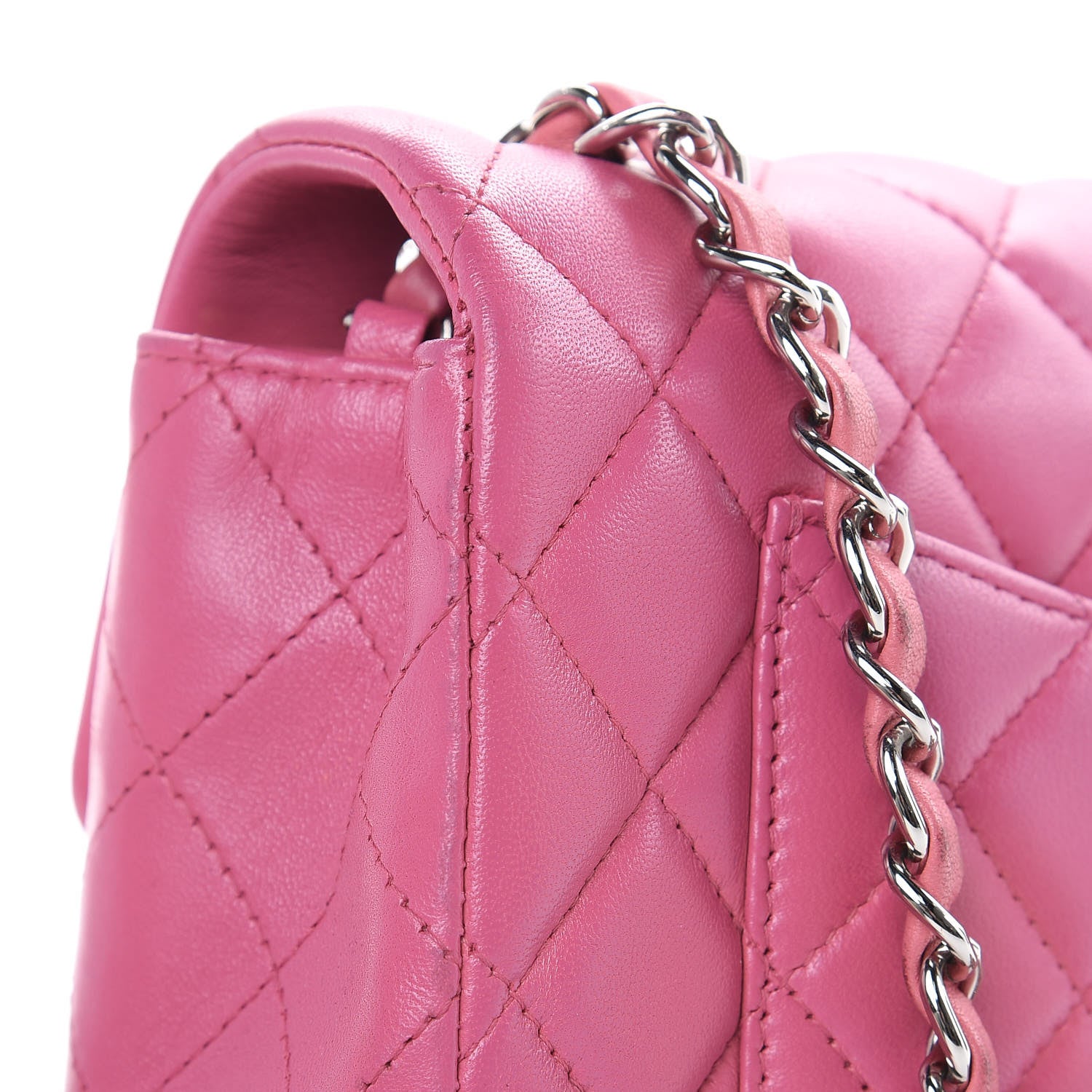 Chanel Lambskin Quilted Mini Rectangular Flap Dark Pink 13 of 16