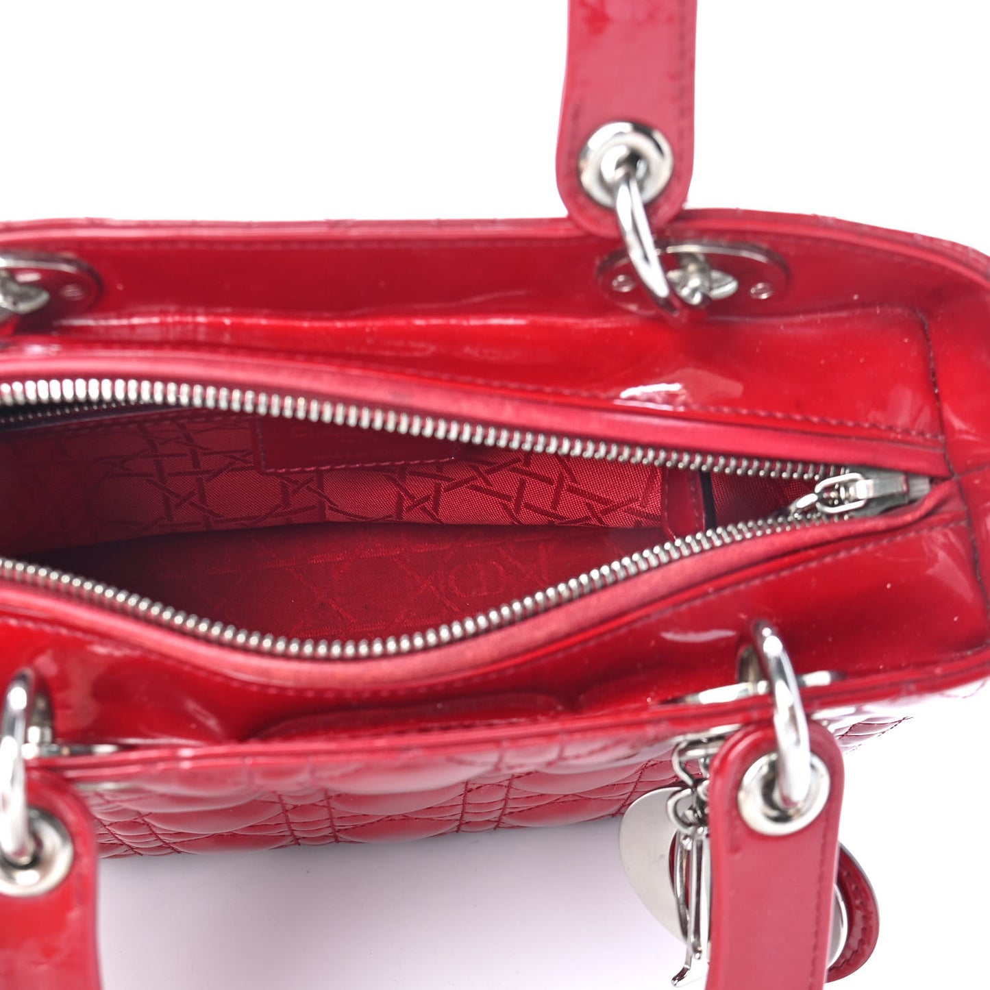 Patent Cannage Medium Lady Dior Red