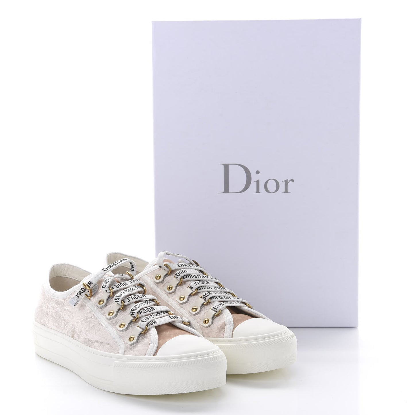 Velvet Walk'N'Dior Low Top Sneakers 38.5 Nude