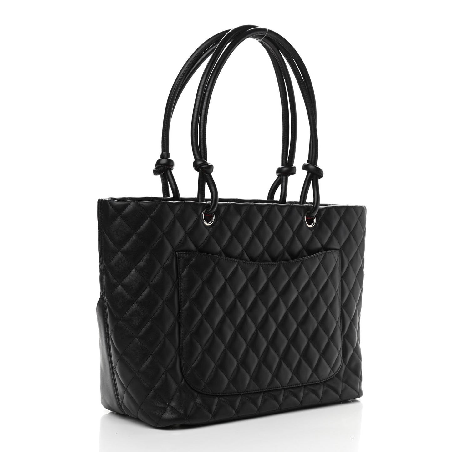 Calfskin Quilted Large Cambon Tote Black