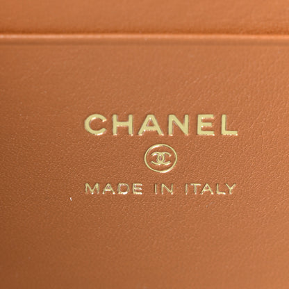 Chanel Washed Denim Calfskin Quilted Top Handle Slim Vanity Case With Chain Blue Brown 6 of 11