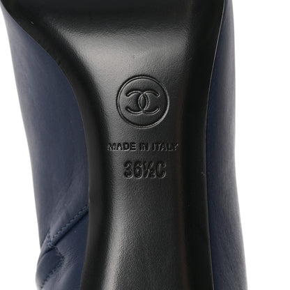 Chanel Crumpled Patent Calfskin Cap Toe Short Boots 36.5 Blue Back 6 of 8