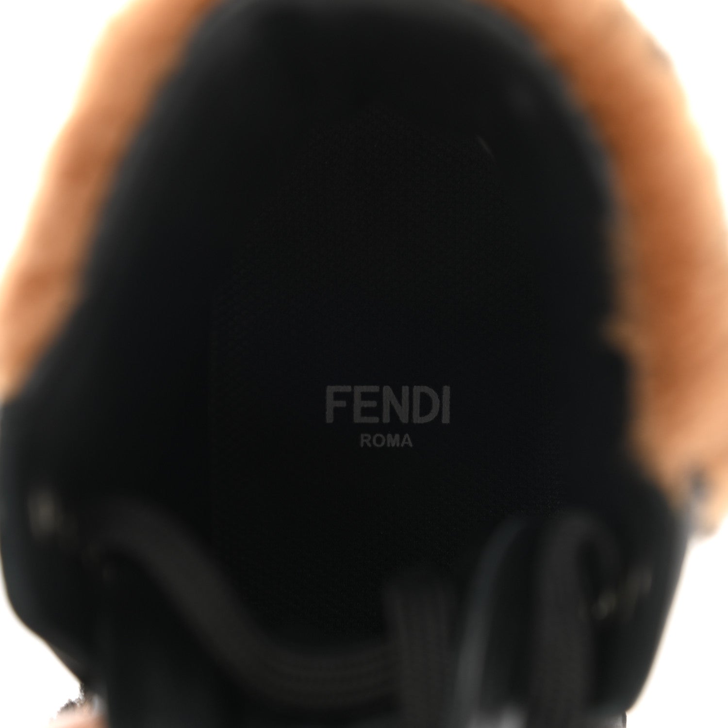 Fendi Vitello Shearling FF High Top Sneakers 35 Black Brown 7 of 8