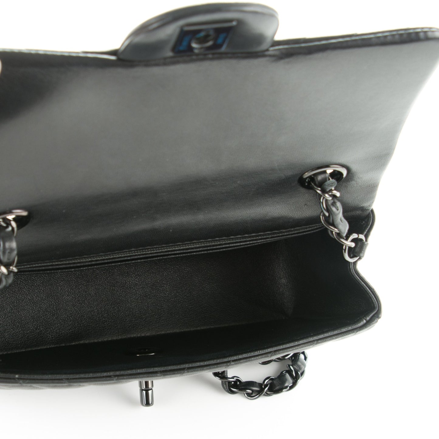 Lambskin Chevron Quilted Mini Rectangular Flap So Black