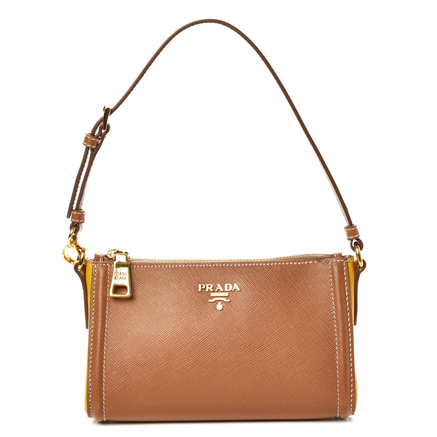 Saffiano Colour Bi-Color Pochette Caramel Mimosa