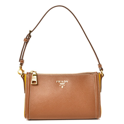 Prada Saffiano Colour Bi-Color Pochette Caramel Mimosa 1 of 10