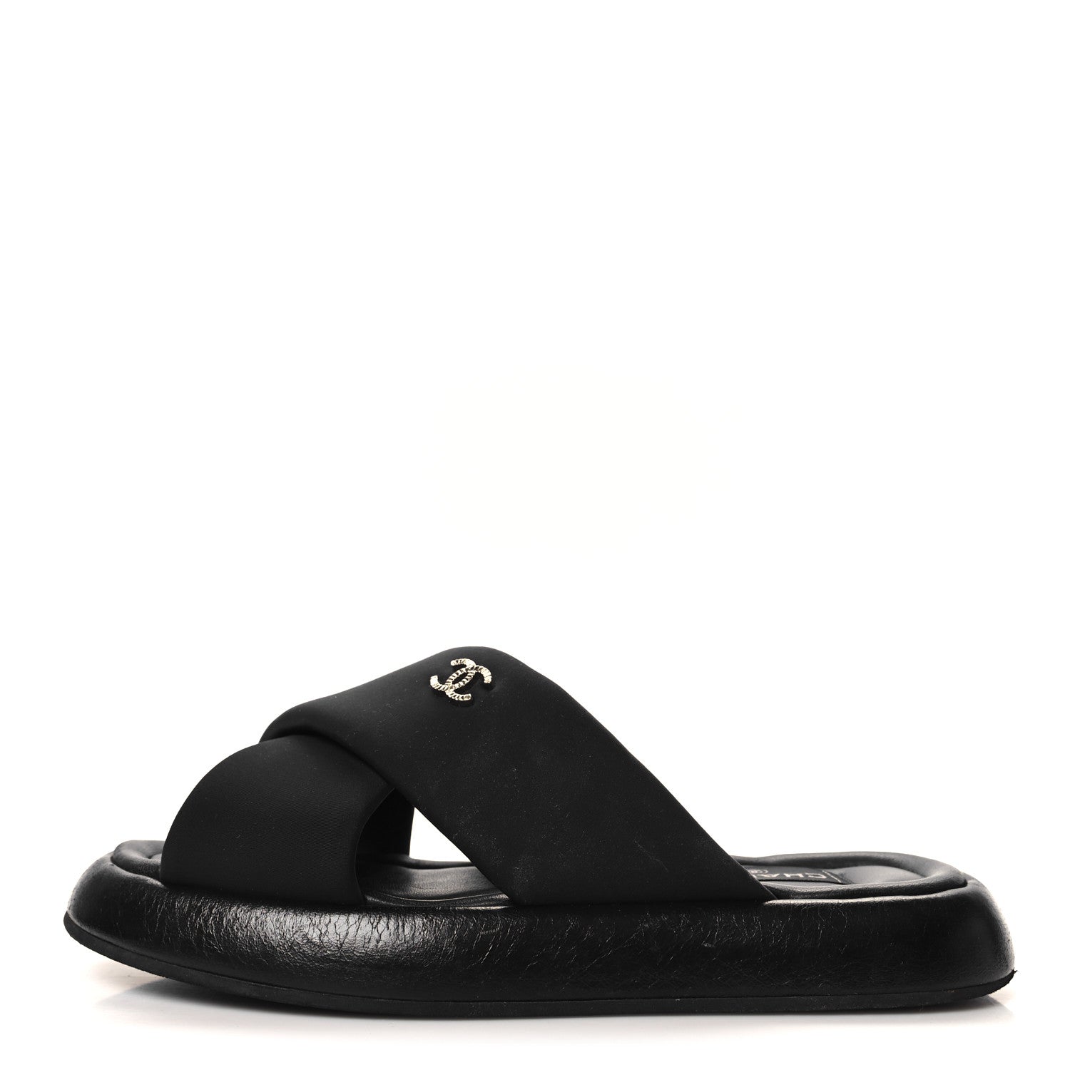 Chanel Fabric CC Mules Sandals 38 Black 1 of 7