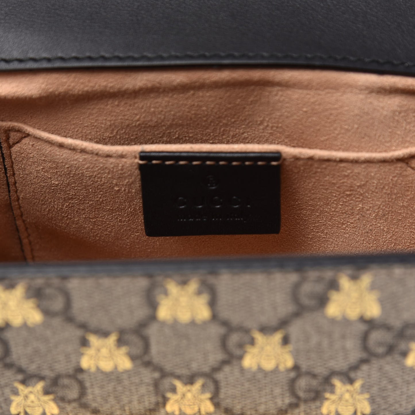 GG Supreme Monogram Bees Small Padlock Shoulder Bag Black