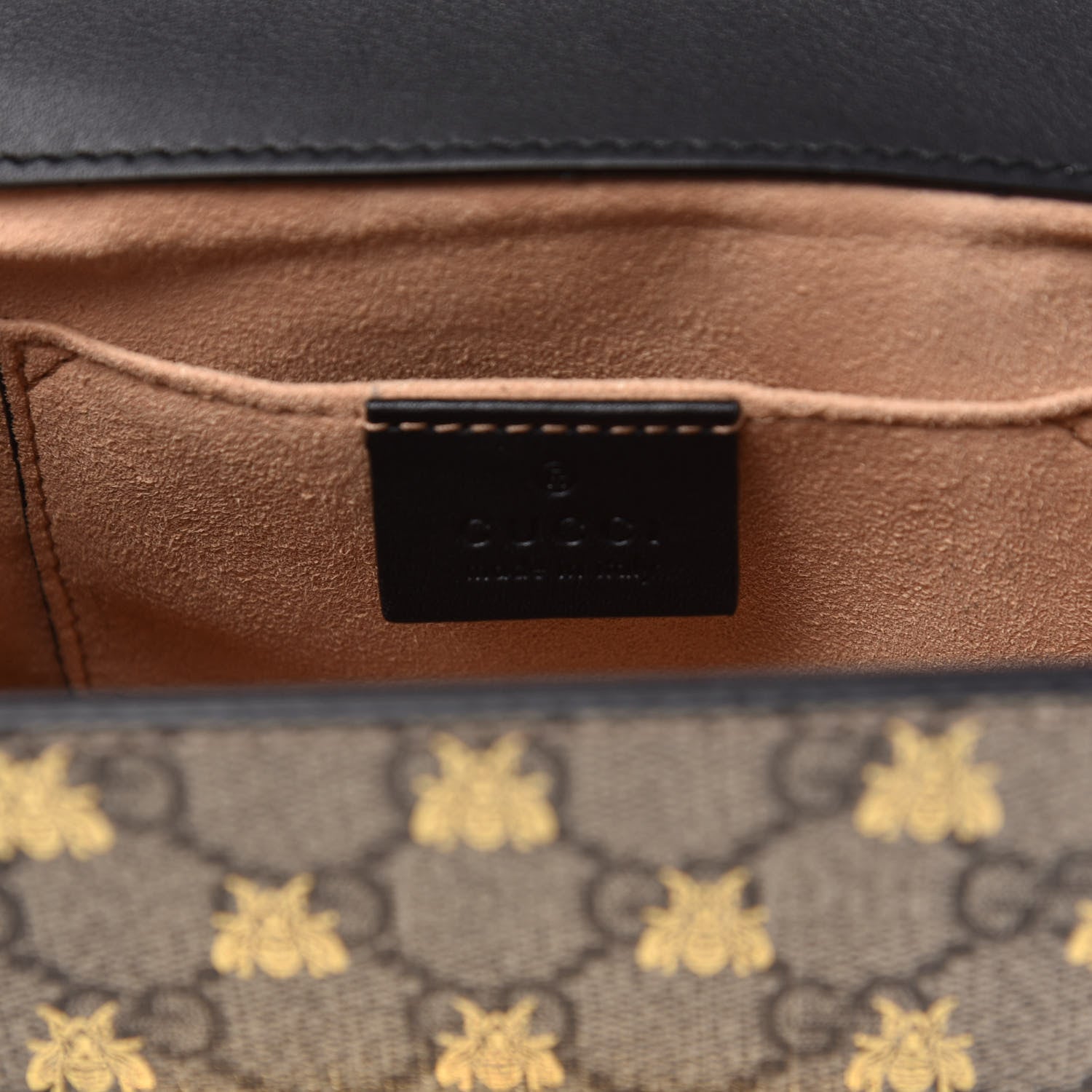 Gucci GG Supreme Monogram Bees Small Padlock Shoulder Bag Black 7 of 13