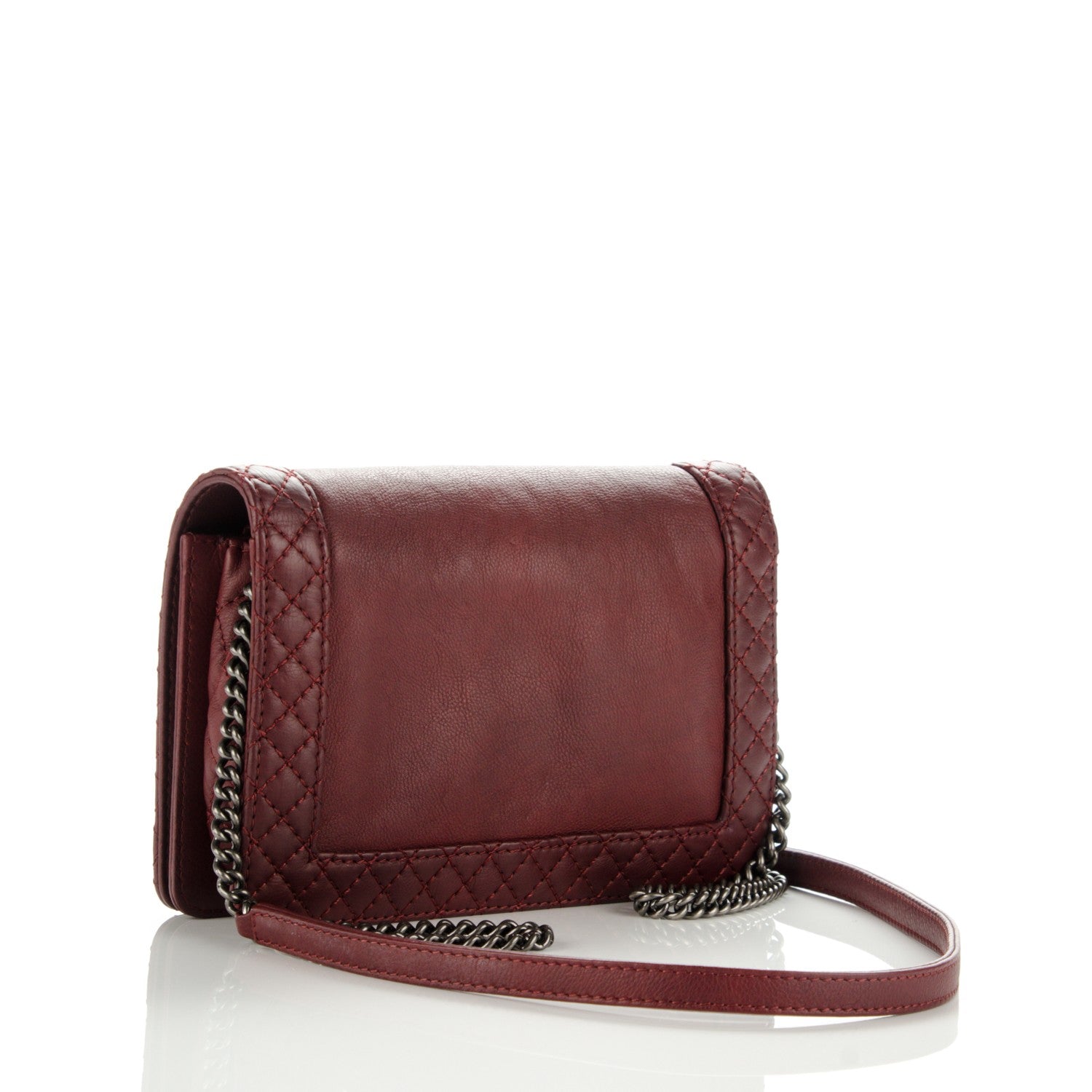 Chanel Calfskin Small Boy Reverso Flap Dark Red 3 of 7