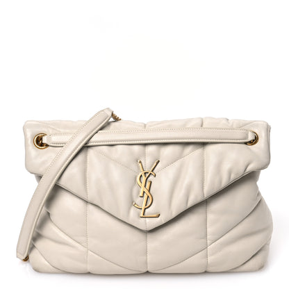 Saint Laurent Lambskin Quilted Medium Loulou Puffer Monogram Chain Satchel Crema Soft 1 of 12