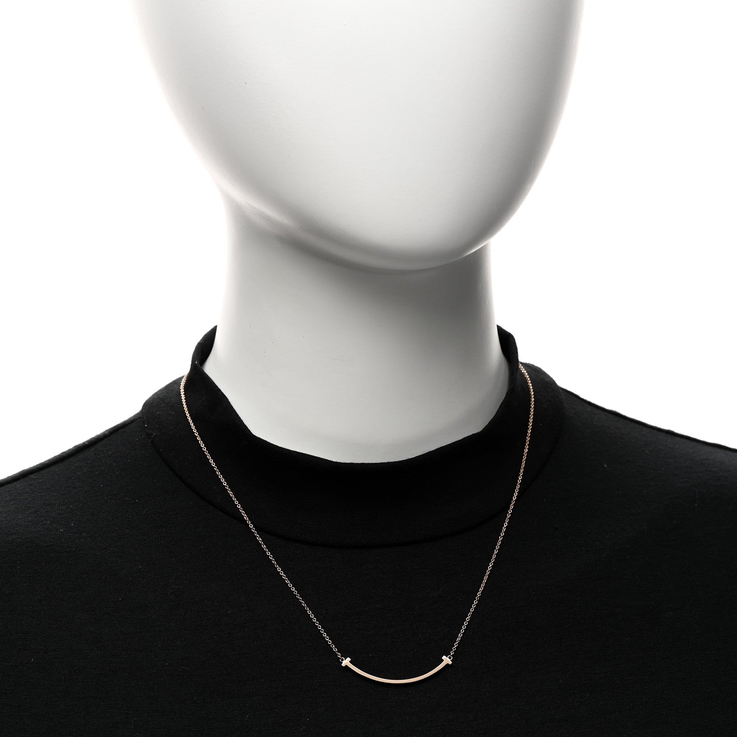 Tiffany 18K Rose Gold Small T Smile Pendant Necklace 2 of 4