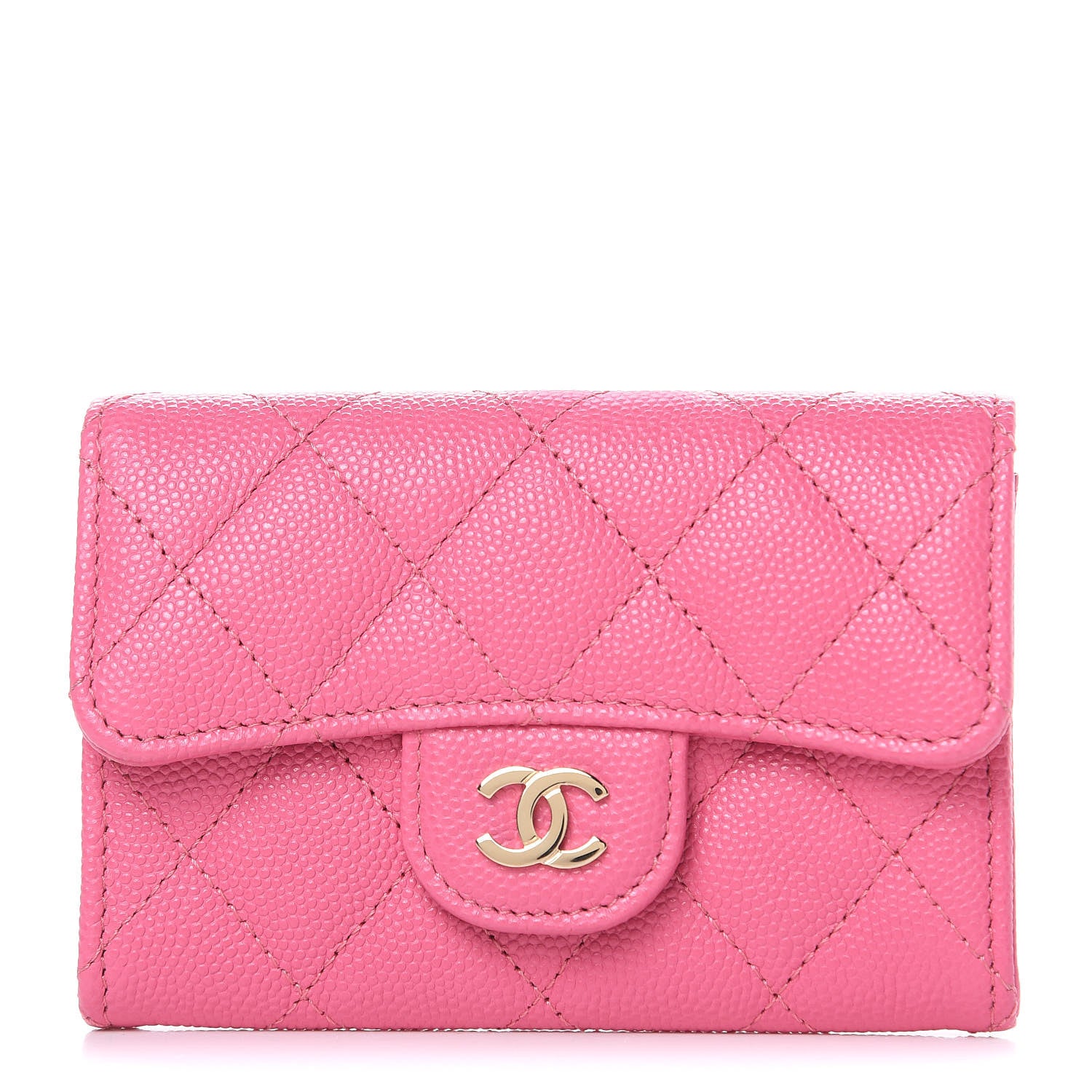 Chanel Caviar Quilted Flap Card Holder Pink 1 of 9