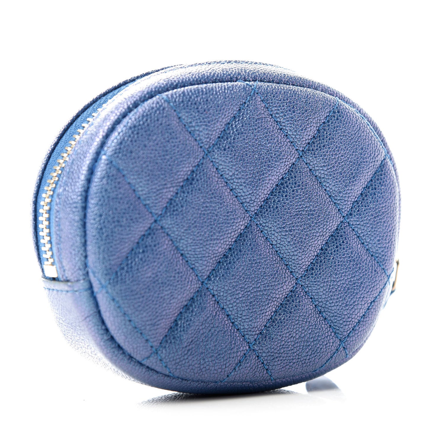 Iridescent Caviar Quilted Zip Around Classic Coin Purse Blue