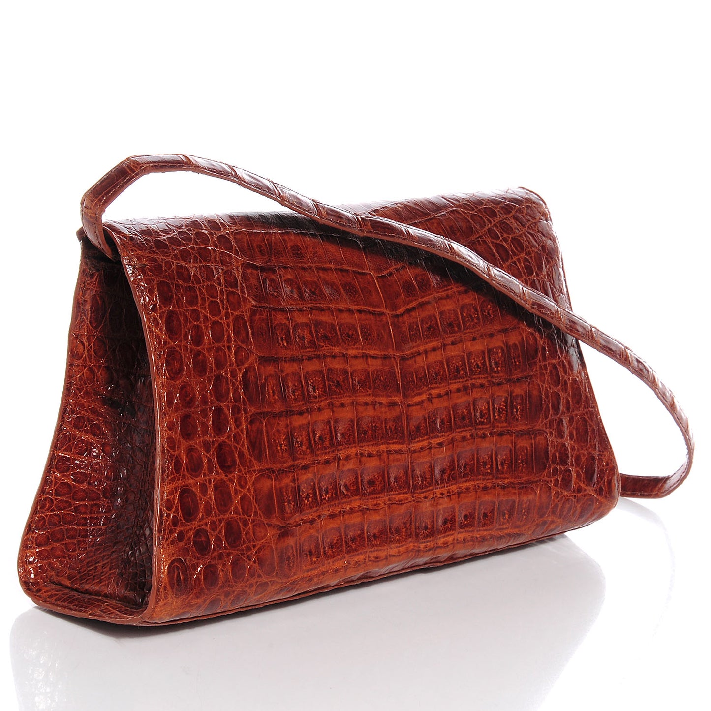 Crocodile Envelope Clutch Brown