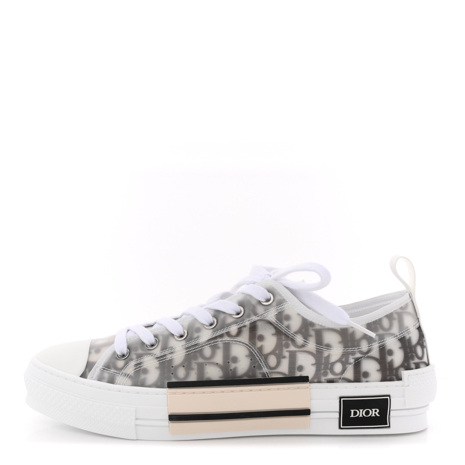 Christian Dior Technical Canvas Oblique Mens B23 Low Top Sneaker 43 White Black 1 of 10