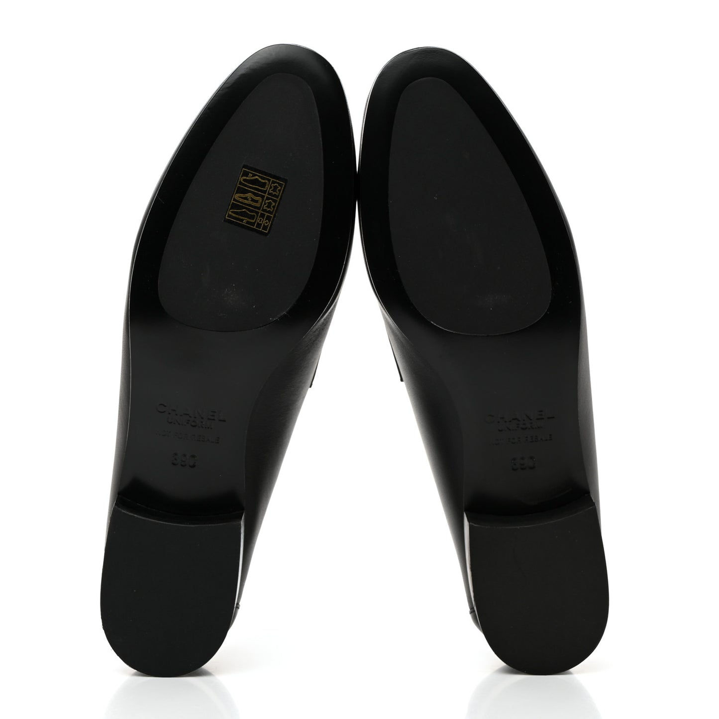 Calfskin Womens Stitched CC Loafers 39 Black