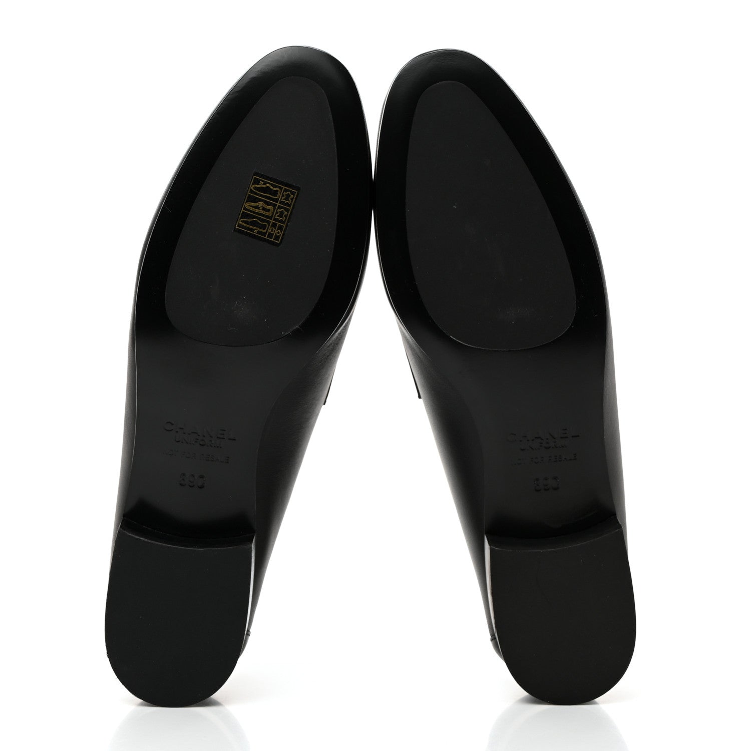 Chanel Calfskin Womens Stitched CC Loafers 39 Black 5 of 9