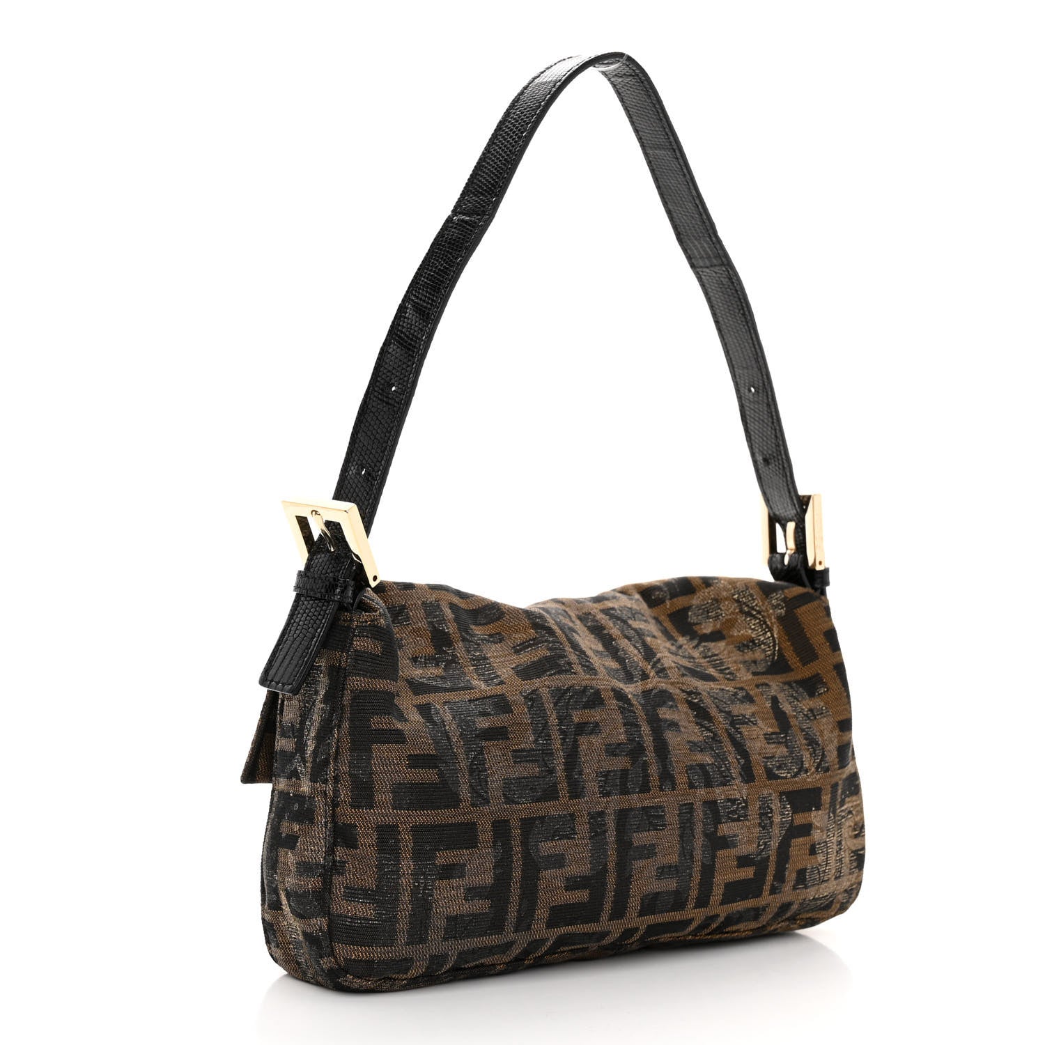 Fendi Zucca Lizard Floral Print Baguette Tobacco 3 of 8