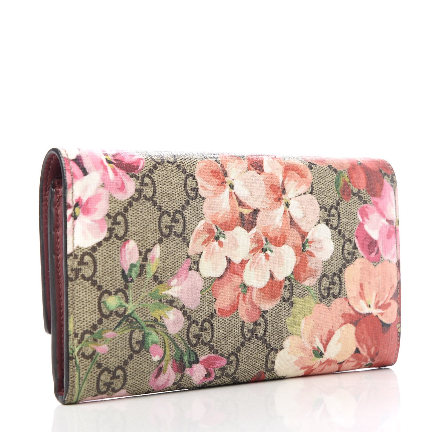 GG Supreme Monogram Blooms Continental Wallet Beige Multicolor Dry Rose