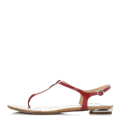 Chanel Patent CC Thong Sandals 38 Red 1 of 11