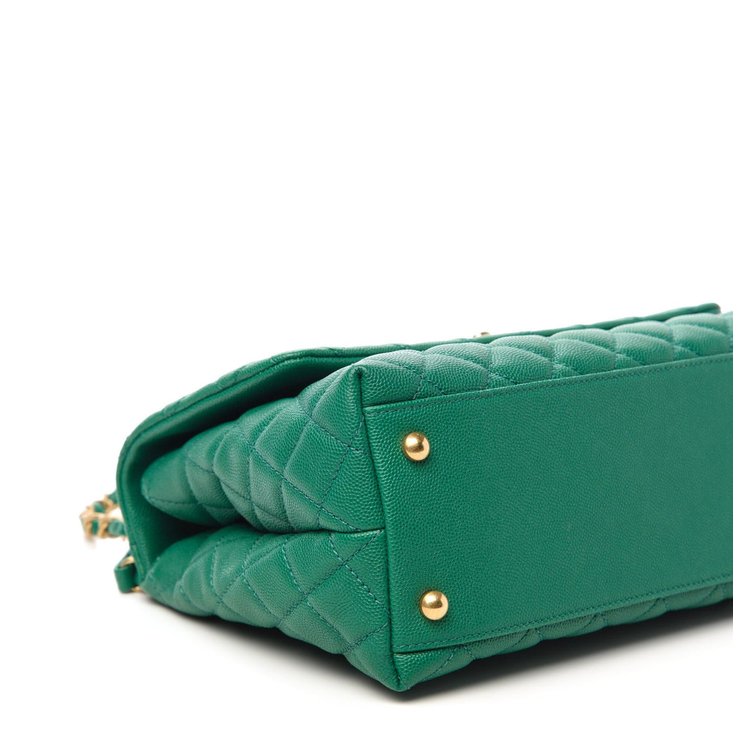 Caviar Quilted Small Coco Handle Flap Green