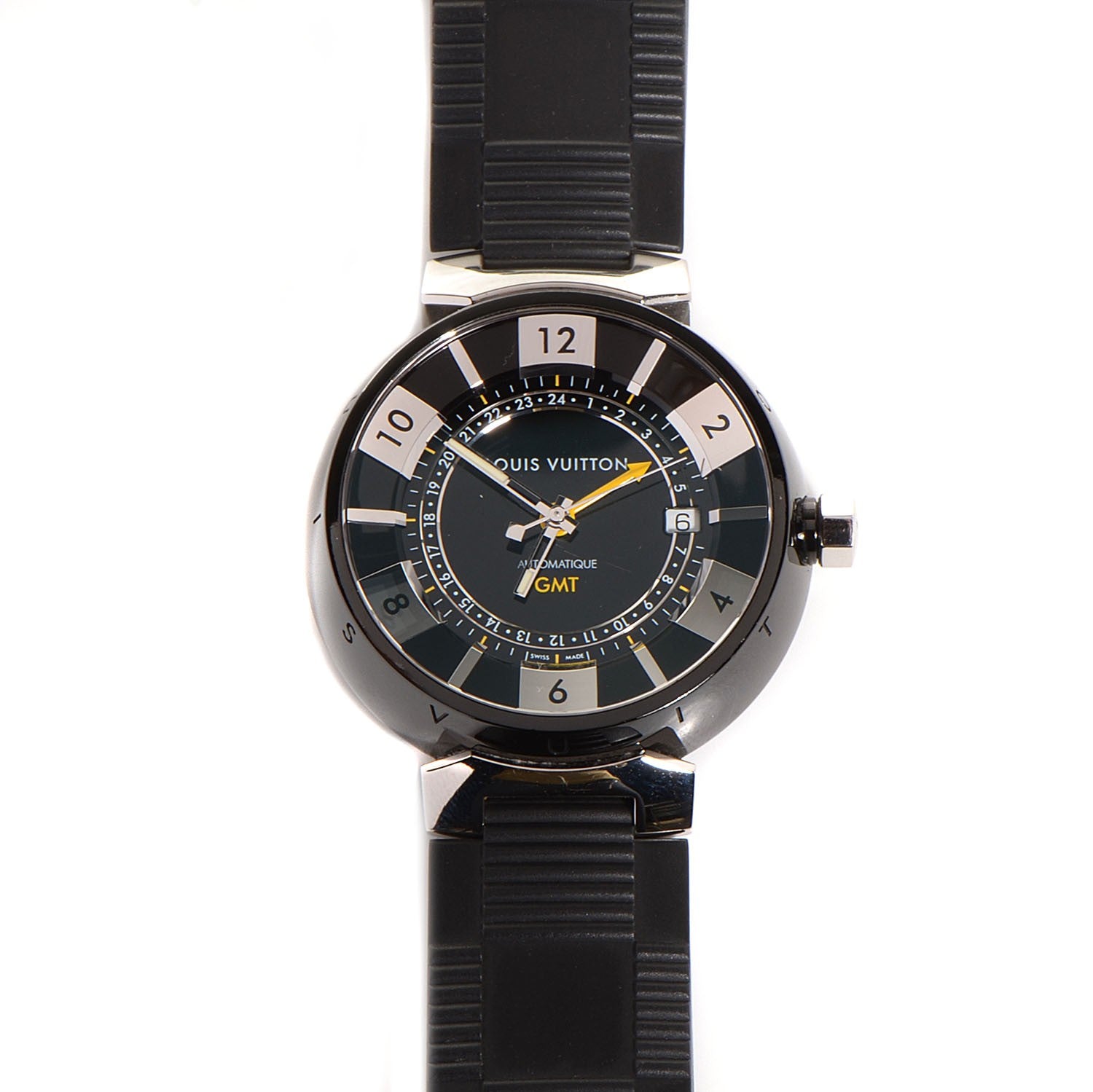 Louis Vuitton PVD Stainless Steel Rubber 41mm Tambour GMT Automatic Watch Black 1 of 8