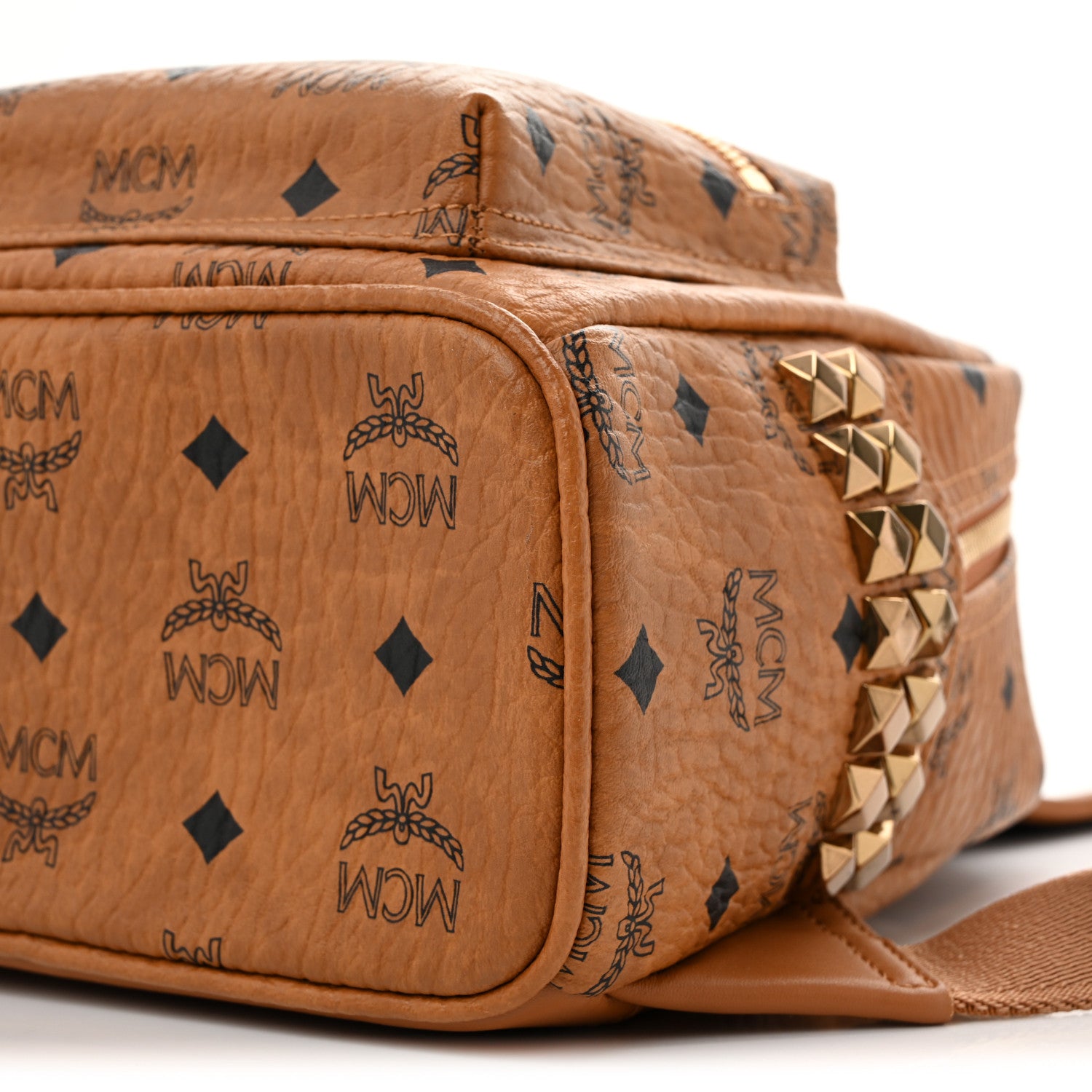 MCM Visetos Side Stud Mini Stark Backpack Cognac 9 of 11
