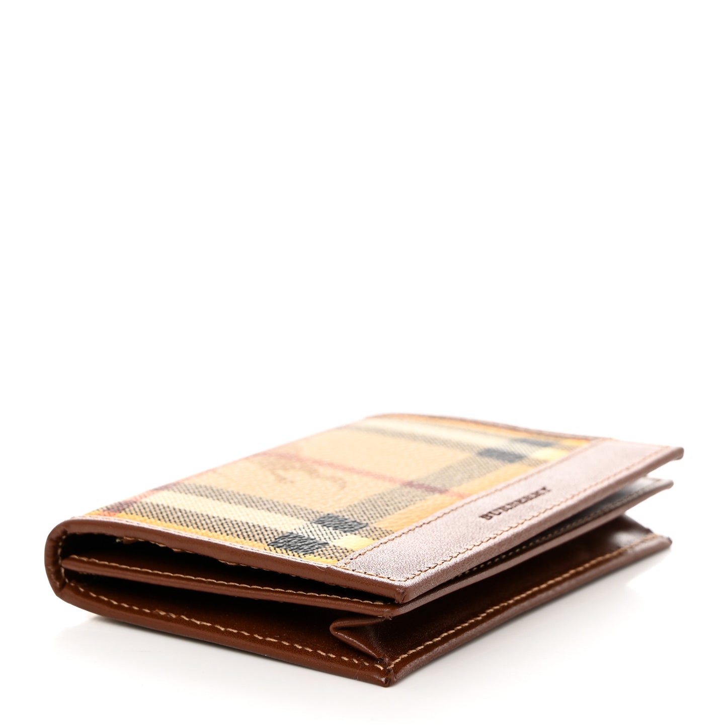 Haymarket Check Calfskin Card Case Tan