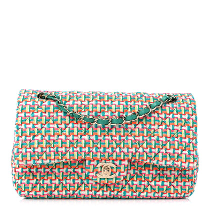 Chanel Tweed Quilted Medium Double Flap Multicolor Green 1 of 9